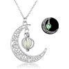 Aimimier Collana luminosa con ciondolo a forma di luna, collana fluorescente per Halloween, accessorio per donne e ragazze