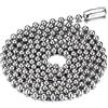 SINLEO Collana a catena in acciaio inossidabile al titanio, con piccole perline, per uomo e donna, 61-96 cm, argento, nero, oro, Titanio e acciaio inox, Non pietra preziosa