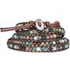 Emibele Braccialetto di Corda di Cera in Stile Bohémien, Bracciale da Polso Regolabile Multistrato con Perline di Agata Colorate Bracciale da Donna Gioielleria Accessori Artigianale - Verde