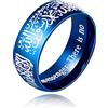 Uloveido Anelli Shahada con lettera araba musulmana Mohammad in acciaio inox color oro, larghezza 8 mm, anelli religiosi Allah per uomini e donne Y543, Metallo, Zirconie sintetico