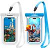iVoler [2 Pezzi Custodia Impermeabile Smartphone IPX8, Sacchetto Impermeabile Cellulare fino a 7.0'', Universale Cover Subacquea per iPhone 17/16/15 Pro Max, Samsung Galaxy, Xiaomi (Bianco+Blu)
