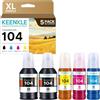 KEENKLE 104 Inchiostro Compatibile con Cartucce Epson 104 Ecotank Multipack per ET-5150 ET-1810 ET-2726 ET-2810 ET-2811 ET-2812 ET-2814 ET-2815 ET-2820 stampante (Nero Ciano Magenta Giallo, 5-Pack)