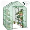 Garvee Serra da Giardino a Casetta, 143x143x195 cm, Serra per Piante Walk-in con 12 Ripiani Rimovibili, Copertura in PE Rinforzato da 140G, per Giardino, Orto e Fiori, Verde