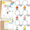 Jadive 6 Sets Regalo Maestre Fine Anno Portachiavi Grazie Maestra Biglietto Augu