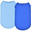 CooShou Confezione da 2 canottiere per cani di taglia piccola, media e grande, blu, senza maniche, per primavera, estate, traspirante, abbigliamento colorato per cani maschi e femmine, blu, S