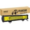 RIGIDON 12V 24V 18 Pollici 45cm 252W Barra Led Fuoristrada, Tripla Fila Barra Luce Led, Faretti Fendinebbia Per Auto Trattore Camion SUV UTE ATV Barca 4x4 Veicoli Offroad, 3000K Giallo Led Light Bar