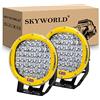 SKYWORLD 2 Pcs Faro da Lavoro Led 12V 24V, 9 Pollici 23cm 225W Giallo Rotondo Spot Luci di Lavoro a Led Impermeabile per Fuoristrada Auto Trattore Camion SUV ATV 4x4, 6000K Bianca Faretti Fendinebbia
