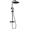JOHO Colonna Doccia in Acciaio INOX con Miscelatore Termostatica, Asta Doccia Saliscendi con Soffione e Doccetta, Set Doccia a Pioggia con Soffione 30 cm Nero