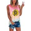 YTao Tank Tops for Women,Women's Summer Sunflower Tie-Dye Sleeveless (Vinyl LP)