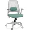 HJH Office 810032 Sedia da ufficio PARFERIO W Sedia girevole con supporto lombare regolabile in altezza, tessuto blu