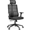 HJH Office 810029 Sedia Ufficio Ergonomica SPINIO PRO Sedia girevole con Poggiatesta regolabile, Bracciolo, schienale in tela traspirante Nero