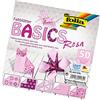 folia 463/1515 - Fogli Pieghevoli Basics Rosa, 15 x 15 cm, 80 g/m², 50 Fogli Assortiti in 5 Motivi, Ideali per meravigliose Figure e Forme Pieghevoli
