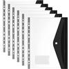 JoyMaxJoy 6 buste in plastica A4 perforate, 11 fori, espandibili, per documenti a 2/3/4 anelli, con bottone a pressione ed etichetta, trasparenti, per ufficio, scuola e casa (lato aperto, nero)