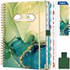 Gumiho Agenda 2026 Settimanale Spiral - A5 Planner (gennaio-dicembre 2026) - Agenda scolastica con passante per la penna, segnalibro righello e adesivi per il piano (Verde)