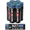 ANSMANN Batteria alcalina A27, 12 V, confezione da 8 batterie MN27, particolarmente adatte per sistemi di allarme, apriporta del garage, telecomando e molto altro ancora. Batteria usa e getta