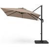 Arreditaly Ombrellone 3x3 M Giardino Braccio Retrattile Per Esterni Piscina Gazebo Terrazze Bar Hotel In Acciaio Inossidabile Braccio Rotabile 360° Telo 180 g/m2 Impermeabile Resistente Ai Raggi UV Tortora