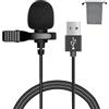 Annlpoy 1pcs Microfono USB, 2m Microfono Lavalier,microfono usb per pc Mac, Laptop - per Skype, Registrazione, Podcast, Gaming - Inclusi Clip, Manicotto Antivento e Custodia