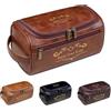 Aiebill - Trousse da barba in pelle personalizzata - Kit da viaggio personalizzato per articoli da toeletta da uomo, idea regalo per la festa del papà, anniversario, testimone, marito, papà, Marrone