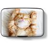 Hsxnam Credit Card Holder, Small RFID Metal Credit Cards Wallet Cute Business Card Holder Pocket ID Case for Women Men, Bel gatto., Cute Cat, Moderno