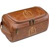 Aiebill Kit Dopp in pelle da uomo, borsa da toilette personalizzata con incisione personalizzata, regalo per marito, papà, fidanzato, matrimonio, compleanno, anniversario, Marrone chiaro, Misura unica, Beauty
