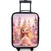 NoBoringSuitcases.com® Valigia Per Bambini Compatto 48x31x19 cm Bagaglio Ultraleggero Bagagli Rigidi LED Ruote Valigie Neonato Bimbi - Ragazze - Principessa - Rosa - Castello