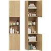 HOMCOM Colonna da Bagno, Mobile Bgano Slim a 6 Ripiani, 2 Ante, Scomparti Aperti, Ripiano in Vetro Temperato, Ripiani Regolabili, per Toilette e Piccoli Spazi, 40x31x182cm, Rovere
