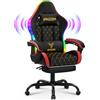 bigzzia Sedia Gaming con LED RGB e Bluetooth, Sedia da Gaming Ergonomica con Poggiapiedi, Sedie da Gioco Regolabile e Girevole con Una Capacità di Carico di 150 kg (Rosso)