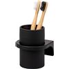 bremermann Porta spazzolini Savona con superficie soft touch, supporto rotondo con supporto da parete per incollare o forare, portaspazzolino in plastica (nero)