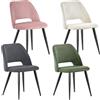 WAFTING Sedie da pranzo velluto a coste, spugna spessa, set 4, multicolor