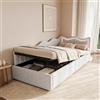 HFASD Divano letto singolo 90x200 cm, letto singolo imbottito con contenitore idraulico e illuminazione a LED, letto bambino, per soggiorno e camera da letto, Teddy Fleece, senza materasso (Bianco)