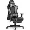 GTPLAYER Sedia da gioco con poggiapiedi, altoparlante Bluetooth, sedia da gioco, ergonomica, sedia da ufficio, sedia da scrivania con barrières Réglables, 200 kg, grigio