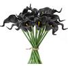 IPOPU 24pcs Black Calla Lily Artificial Flowers for Wedding Centerpieces, DIY Floral Decor, Home Decoration