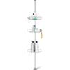 simplehuman Portaoggetti per doccia a tensione media, telescopico, angolare, si estende da 1,5 m a 2,4 m, facile da installare, senza foratura, antiruggine, ripiani regolabili, BT1109DC