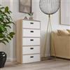 DEGHI Cassettiera 50x100h cm effetto rovere moderno con 5 cassetti in tessuto bianco - Helga
