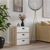DEGHI Cassettiera 50x60h cm effetto rovere moderno con 3 cassetti in tessuto bianco - Helga