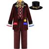 ReliBeauty Cappellaio Costume Bambino Vestito Carnevale con Cappello Halloween, 7-8 anni(120 cm)