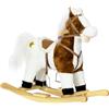 HOMCOM Cavallo a Dondolo per Bambini da 3-6 Anni, Gioco per Bambini Cavalcabile con Suoni in Peluche, 68x26x62cm, Marrone