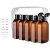 Generico Bottiglie da viaggio ricaricabili - Contenitori per liquidi riutilizzabili da 3,4 Oz, Organizer da viaggio trasparente e marrone da 5 confezioni | Bottiglie portatili leggere per gli articoli da toele