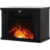 HOMCOM Camino Elettrico da Tavolo con Effetto Fiamma, Caminetto con Potenza Regolabile 600/1200W, Copertura 10-15m², Nero|Aosom