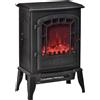HOMCOM Camino Elettrico con Effetto Fiamma, Temperatura Regolabile 1000W-2000W, Copertura 20-25m², 39x24x56.5cm, Nero|Aosom