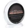 HOMCOM Camino Elettrico da terra con Effetto Fiamma Regolabile e finestra frontale trasparente, Ruotabile e Portatile,1500W, Bianco | Aosom Italy