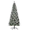 HOMCOM Albero di Natale Innevato Artificiale con Bacche Rosse e Pigne Bianche, Base Rimovibile Pieghevole, 618 Rami, Φ65x180cm|Aosom