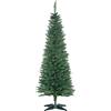 HOMCOM Albero di Natale Artificiale 150cm Alto e Stretto con Rami Realistici e Base in Plastica, Verde