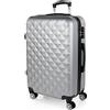 ITACA - Valigia Da Stiva Rigida - Trolley Grande Con Ruote, Valigia 23kg Per Viaggi, Trolley Da Stiva Resistente. Lucchetto a Combinazione TSA, Argento