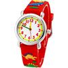 ele ELEOPTION Orologio per bambini Impermeabile 3D Simpatico cartone animato Quadrante rotondo Orologio da polso in gomma siliconica Regalo per bambine， Dinosauro, Rosso