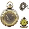 Tiong Orologio da tasca da uomo, vintage, al quarzo, con catena, regalo di compleanno per festa del papà, 401, Vintage