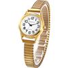 OIDEA Orologio da donna con cinturino elastico: grande quadrante con numeri trasparenti, facile da leggere, analogico, al quarzo, impermeabile, 2-oro W