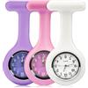 SibyTech Set di 3 spille per orologio da infermiera, silicone con spilla/clip, design per il controllo delle infezioni,fob watch polso con spilla medica infermiere medico, viola bianco e rosa
