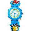 ele ELEOPTION Orologio per bambini Impermeabile 3D Simpatico cartone animato Quadrante rotondo Orologio da polso in gomma siliconica Regalo per bambine， Auto, Blu