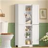 TEENFON Mobile da Bagno Alta, Armadietto Bagno con 4 Ante, Mobile da Bagno Salvaspazio con Ripiani Regolabili, per Sala da Pranzo e Soggiorno, Bianco, 60x30x170 cm